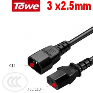 Dây nguồn C13 C14 Dài 2m Chuẩn 3x2.5mm Towe Cao Cấp